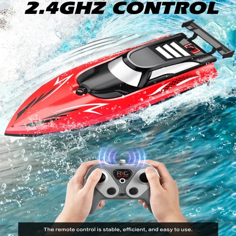 Kids Toys Company - เรือบังคับวิทยุ 2.4G ความเร็วสูง เรือแข่งควบคุมระยะไกล มอเตอร์คู่ กันน้ำ
