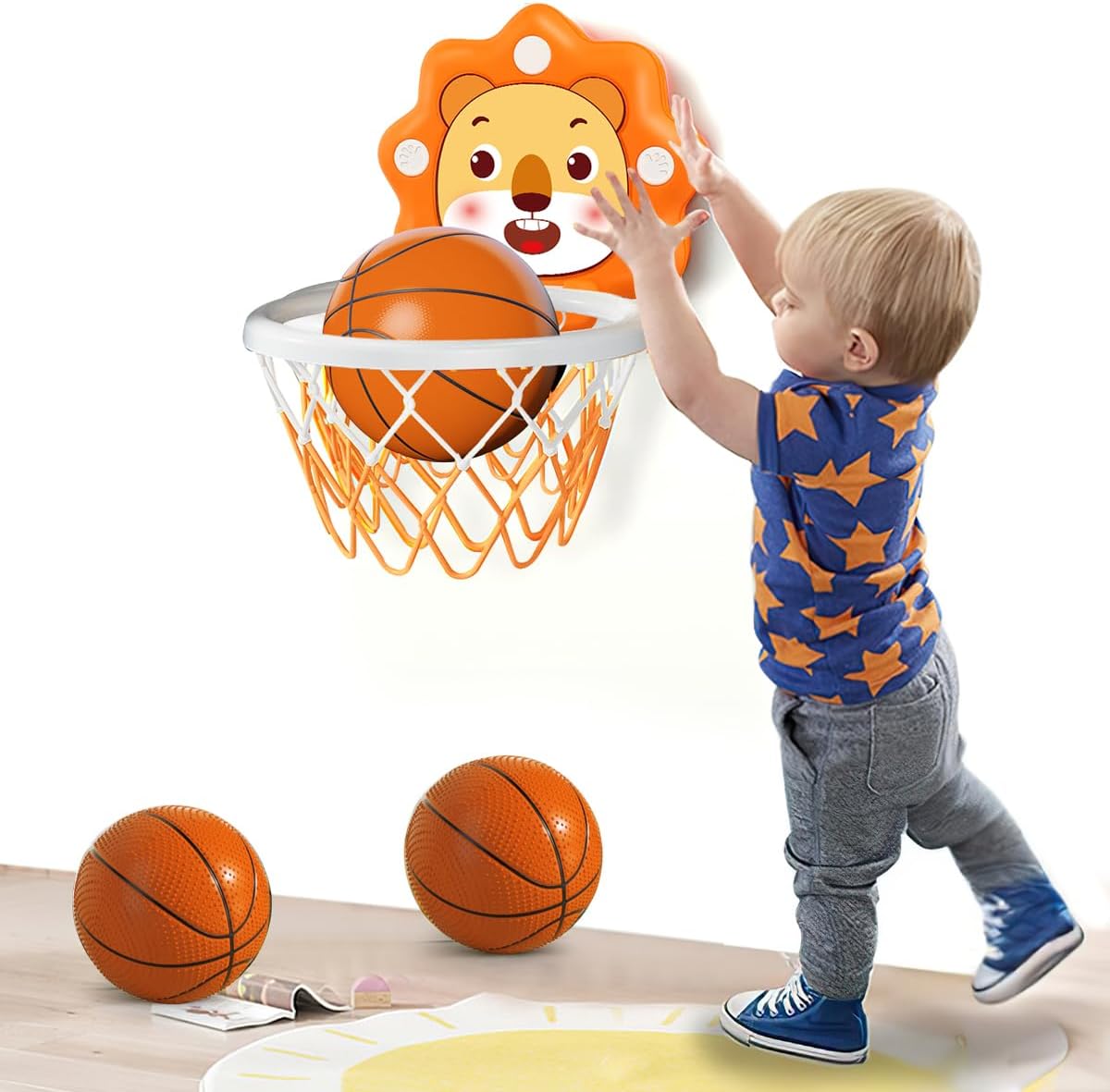 Basketball Hoop Kids Indoor - ห่วงบาสเก็ตบอลมินิสำหรับเด็กวัยหัดเดินในห้องนอนของเด็กผู้ชายปรับความสูงได้ของเล่น kado ulang tahun คริสต์มาสสำหรับเด็กของเล่นทารก