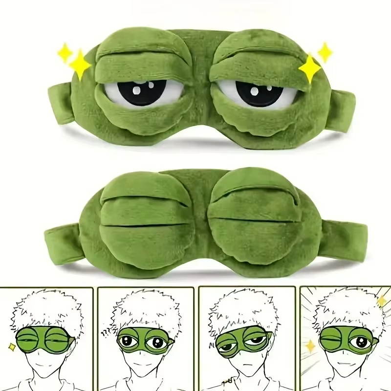 Soft Plush Doll - หน้ากากปิดตาทรงกบสำหรับปาร์ตี้ เกมสนุก หน้ากากปิดตาการ์ตูน ขนนุ่ม อุปกรณ์ตกแต่งผมสุดฮิต ผ้าปิดตาแบบพกพาสำหรับเดินทาง