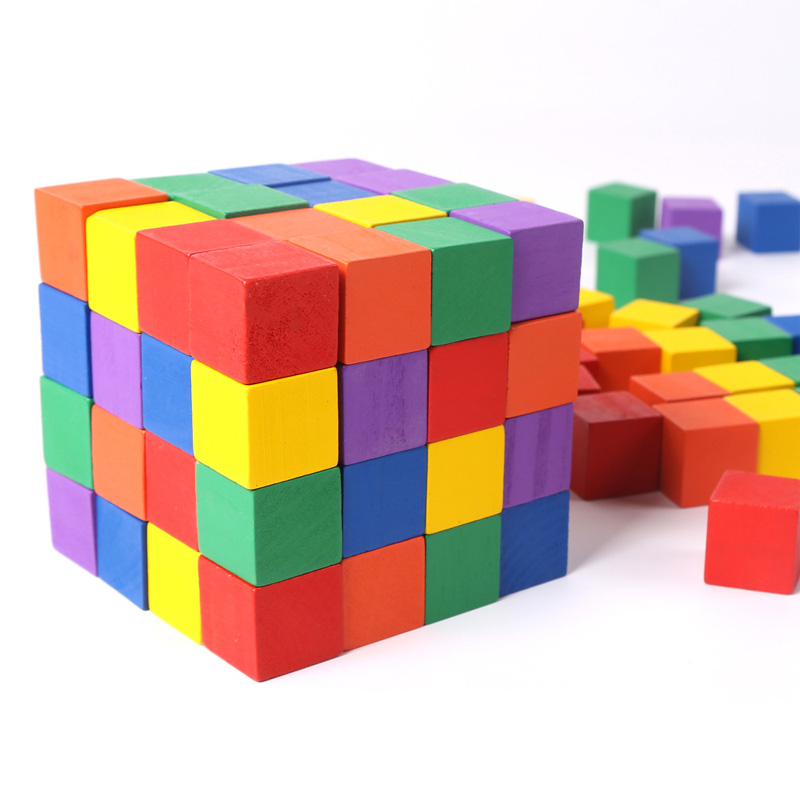 Kids Toys Company - 20 ชิ้น/เซ็ตที่มีสีสัน Mini DIY ไม้บล็อกสแควร์ 2*2*2
