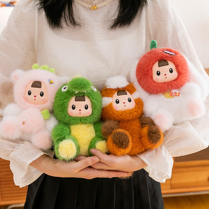 Soft Plush Doll - 17 ซม.ไวนิล Face Plush ไดโนเสาร์น้อยมะเขือเทศกระต่าย Raccoon