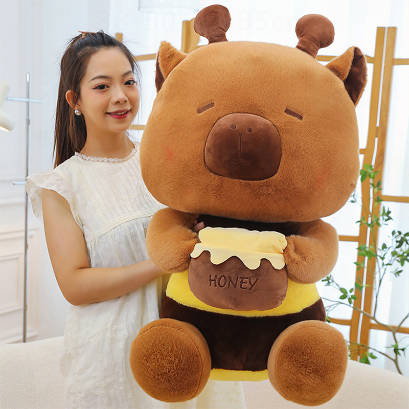 Best Kids Toys Xmas - ตุ๊กตาคาปิบาร่านุ่มนิ่ม ของเล่นตุ๊กตาสัตว์น่ารักสไตล์คาวาอี้ รูปทรงขวดน้ำผึ้ง หมอนนุ่ม ของขวัญวันเกิด/คริสต์มาสสำหรับเด็ก ของขวัญที่ดีที่สุดสำหรับเด็ก
