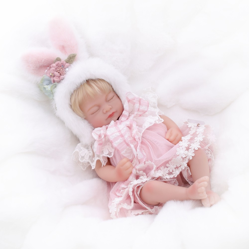 Kids Toys Quality - Cloveray ตุ๊กตาวินิลรูปกระต่ายสีขาวขนาด 12 นิ้ว ตุ๊กตาวินิลทั้งตัวที่สมจริง งานแฮนด์เมดคุณภาพสูง
