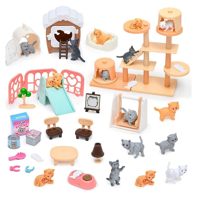 Dollhouse Furniture Set - แมวส่วนสัตว์เลี้ยงชุด Kawaii รายการของเล่นเด็ก Miniature Dollhouse อุปกรณ์เสริม