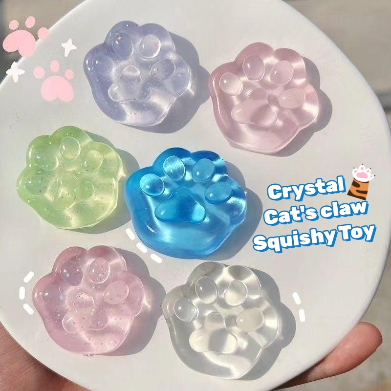 Kids Toys Unique - ของเล่นบีบอัดรูปอุ้งเท้าแมว 3 ชิ้น น่ารัก นุ่มนิ่ม เหมือนจริง