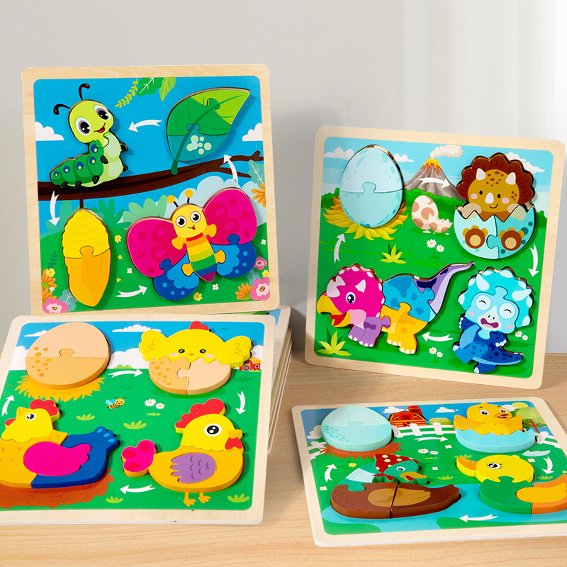 Kids Toys Cycle - ของเล่นเด็กไม้ 3D ปริศนาของเล่นปริศนารอบชีวิตการ์ตูนจิ๊กซอว์สําหรับเด็ก Early การศึกษาของขวัญอัจฉริยะสําหรับเด็ก