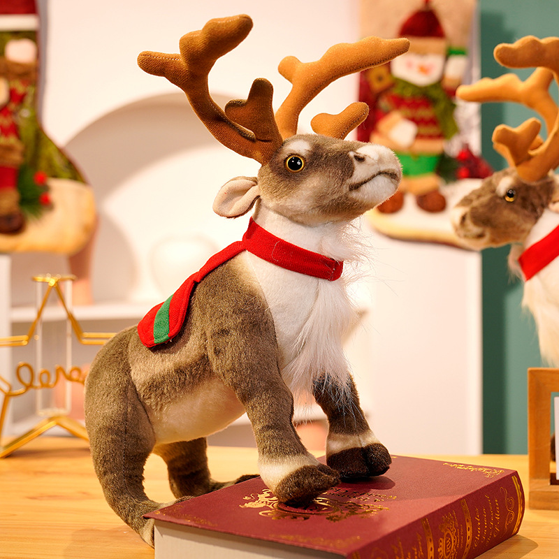 Best Kids Toys Xmas - จําลอง Reindeer Plush ของเล่นคริสต์มาสกวาง Plushies ตุ๊กตา