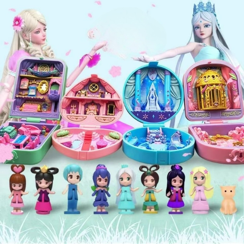 Kids Toys Unique - กล่องอัญมณีดอกไม้ปราสาทตุ๊กตาเจ้าหญิงคริสตัล Palace Surprise Magic กล่องของเล่นสาวพิเศษ Hand
