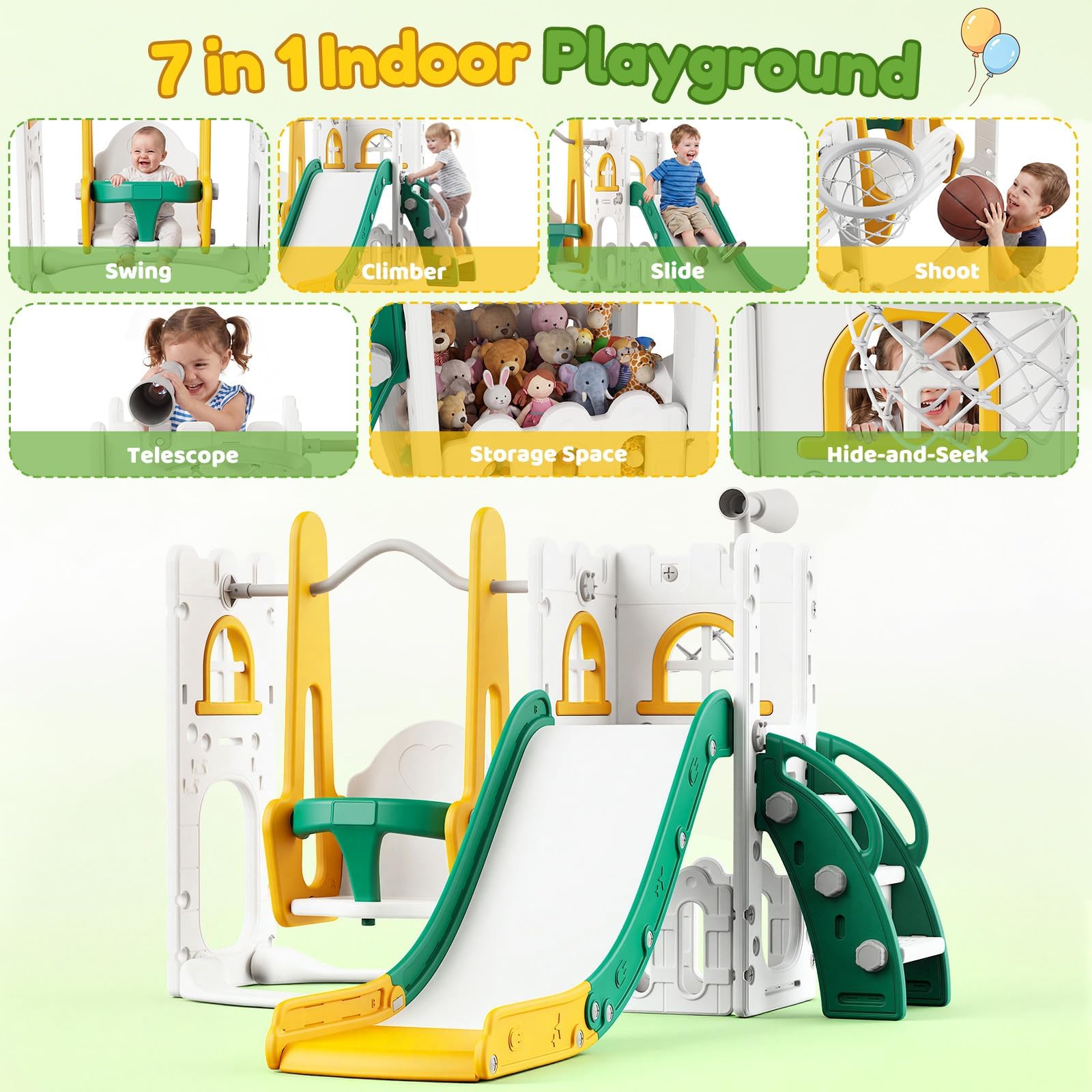 ชุดสไลด์และชิงช้า 7 in 1 สำหรั - Basketball Hoop Kids Indoor บทวิจารณ์และราคา