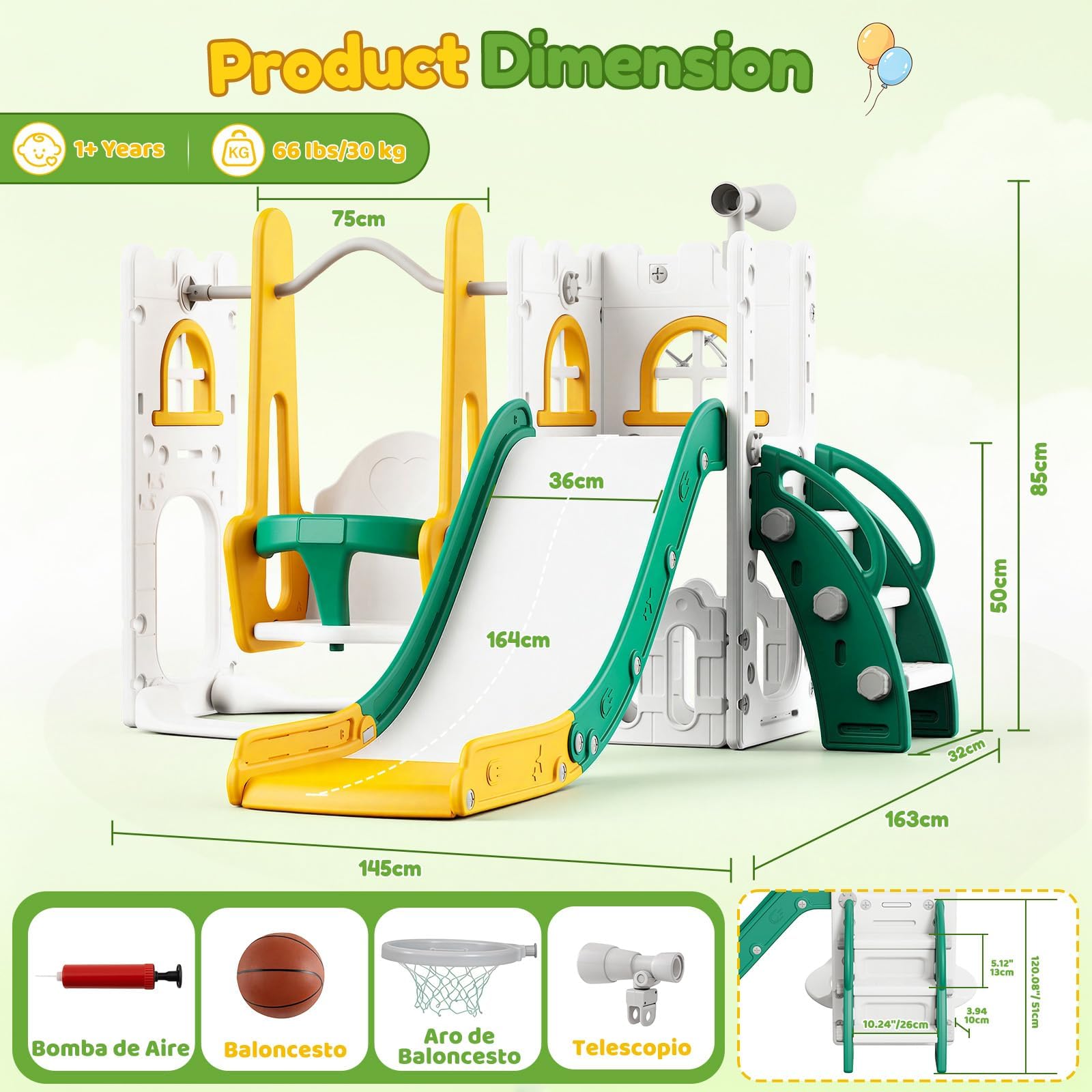 ชุดสไลด์และชิงช้า 7 in 1 สำหรั - Basketball Hoop Kids Indoor บทวิจารณ์และราคา