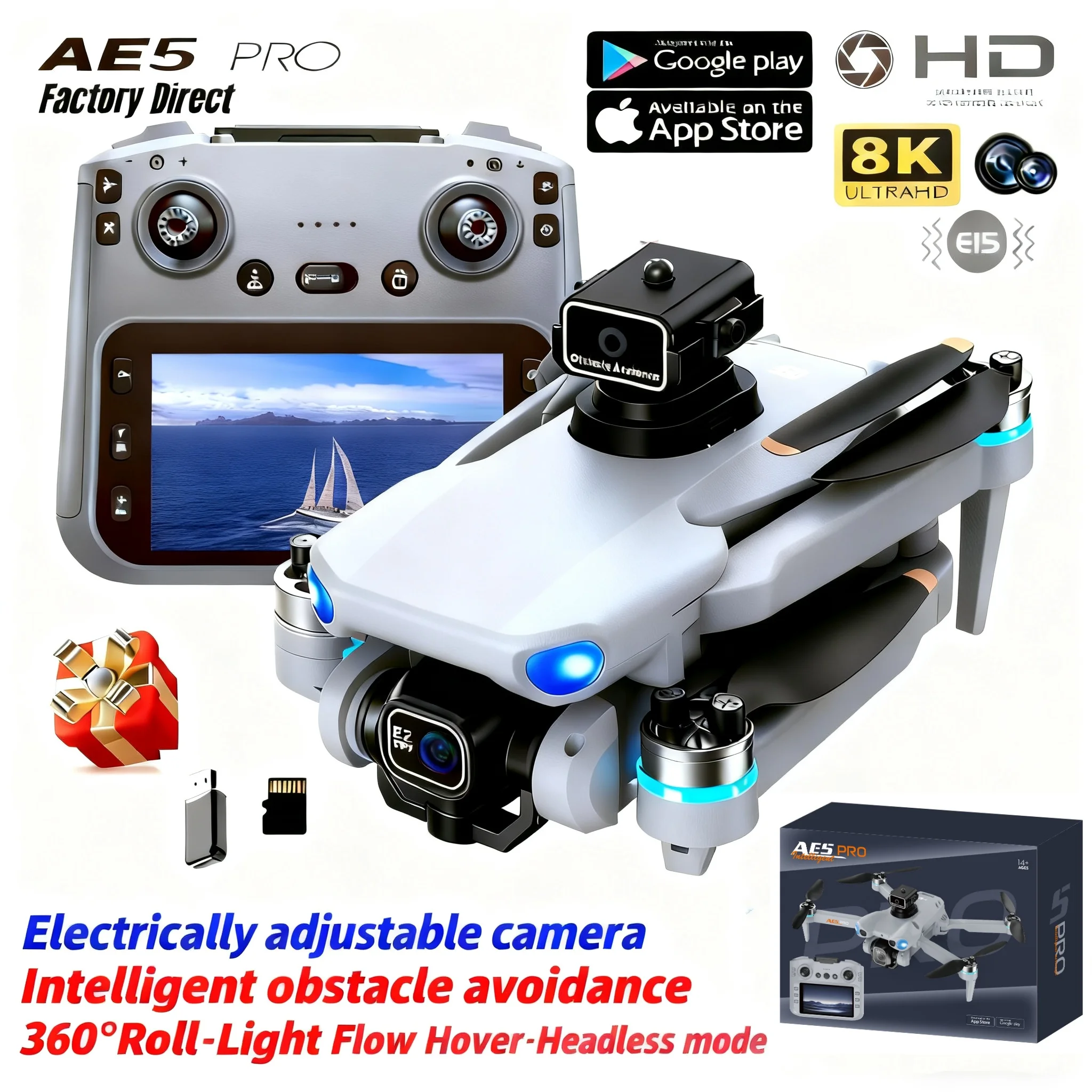โดรน AE5 Pro 8K HD หน้าจอ 4.5  - Toys For Kids Video บทวิจารณ์และราคา